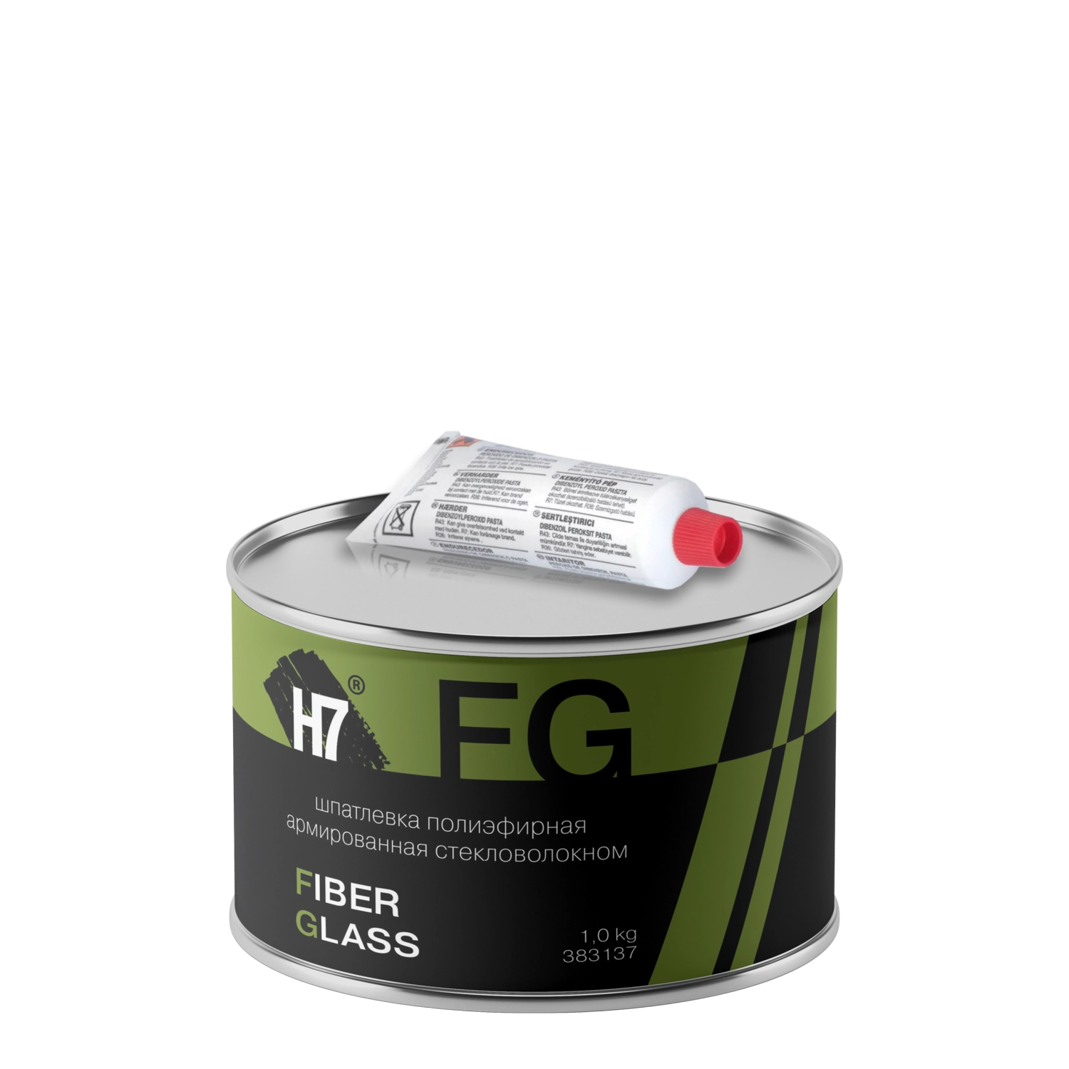 Шпатлевка полиэфирная армированная стекловолокном Fiber Glass 1кг Н7