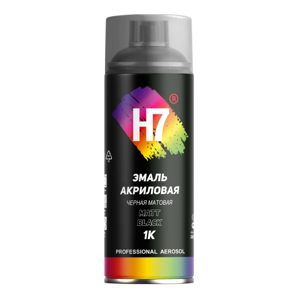 Эмаль акриловая чёрная матовая аэрозоль 520мл H7