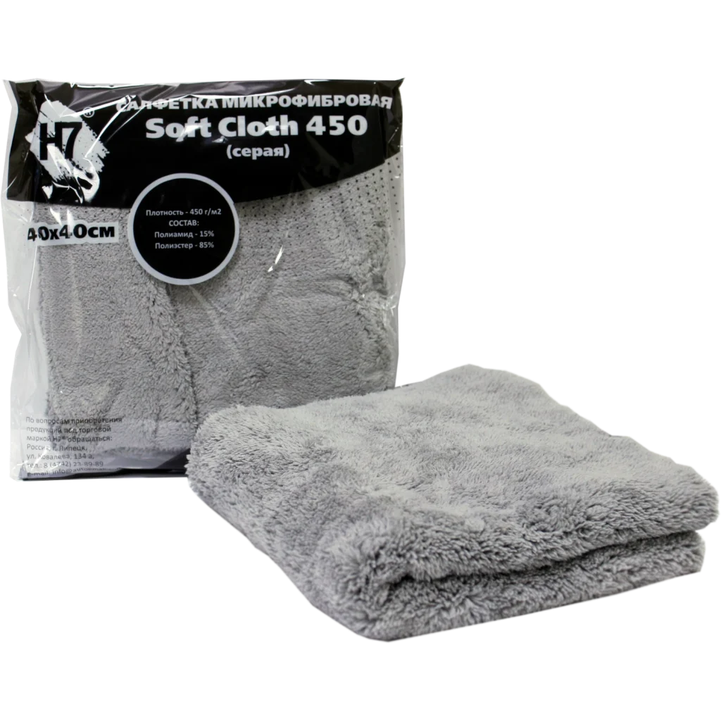 Салфетка микрофибровая Soft Cloth 450 40*40см серая H7